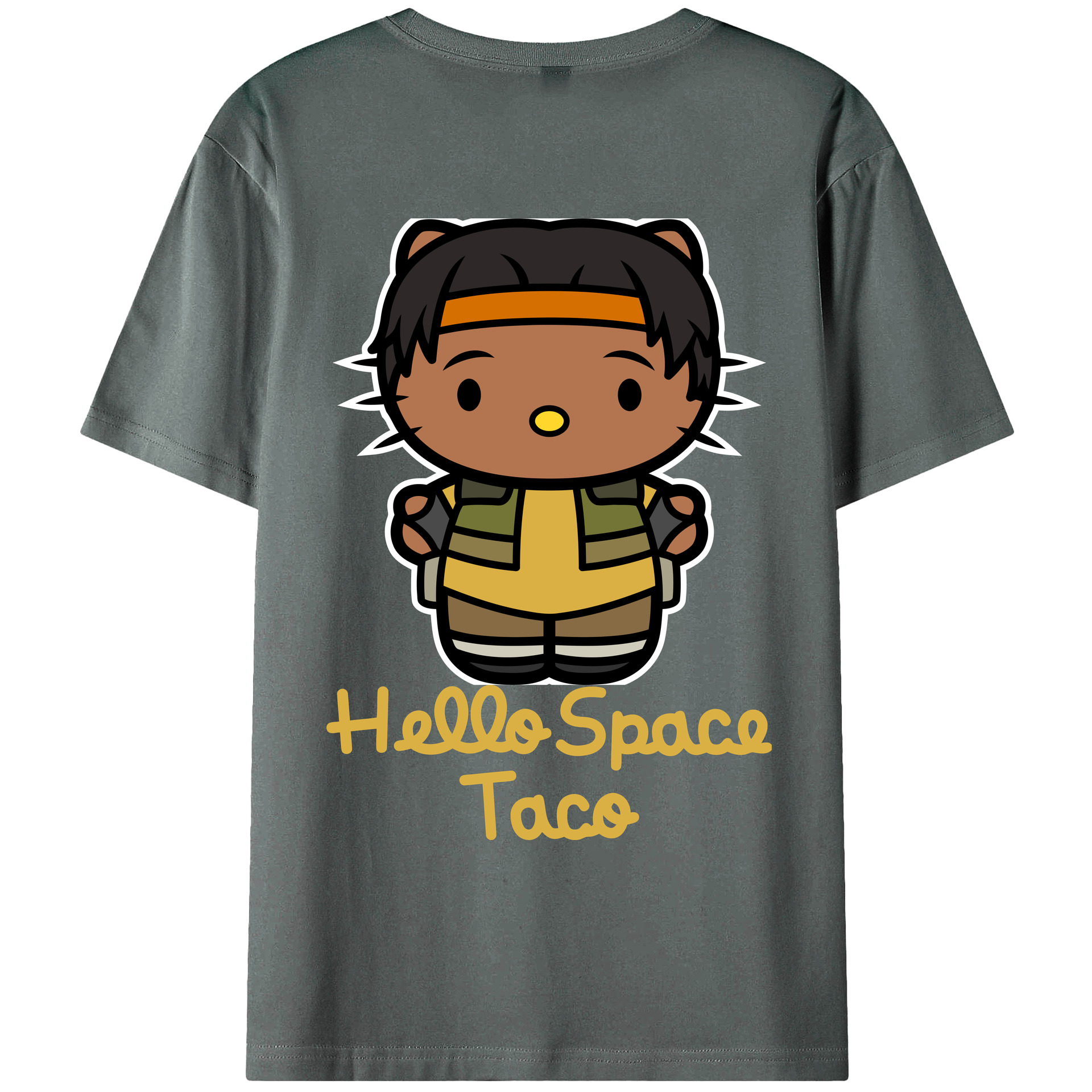 （画像用） Hello Kitty ハローキティ 綿100％ メンズ半袖Tシャツ（バックプリント） 通気性